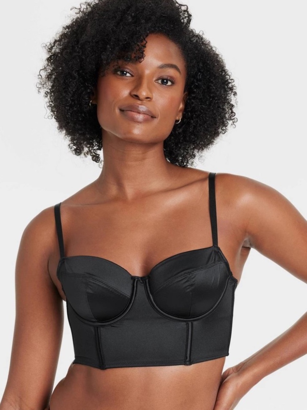 Women's Satin Lightly Lined Lingerie Corset - Auden™ Black L